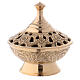 Incense burner in gold plated brass h 4 1/4 in s1