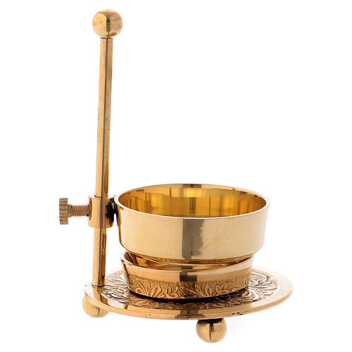 Gold plated brass incense burner h 4 1/4 in 3