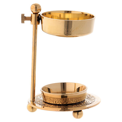 Gold plated brass incense burner h 4 1/4 in 4