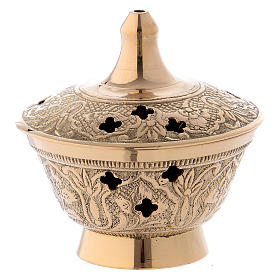 Incense burner in glossy gold-plated brass 8 cm
