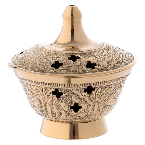 Incense burner in glossy gold-plated brass 8 cm 1