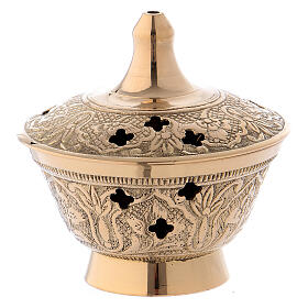 Incense burner gold plated polish brass h 3 in