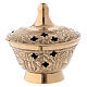 Incense burner gold plated polish brass h 3 in s1