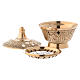 Incense burner gold plated polish brass h 3 in s2