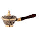 Incense burner in gold plated brass with wood handle h 3 in s1