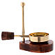 Incense burner with wooden base and pan in brass 12 cm s3