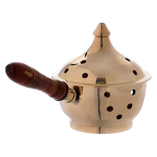 Incense burner in gold-plated brass with handle 3