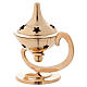 Incense burner in glossy gold-plated brass with decorated lid s2