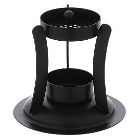 Brûle-encens laiton de couleur noir h 10 cm