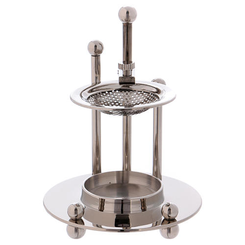 Incense burner in nickel-plated brass with removable mesh 2