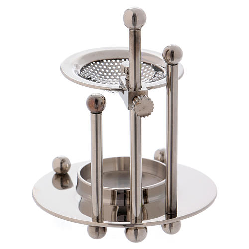 Incense burner in nickel-plated brass with removable mesh 3
