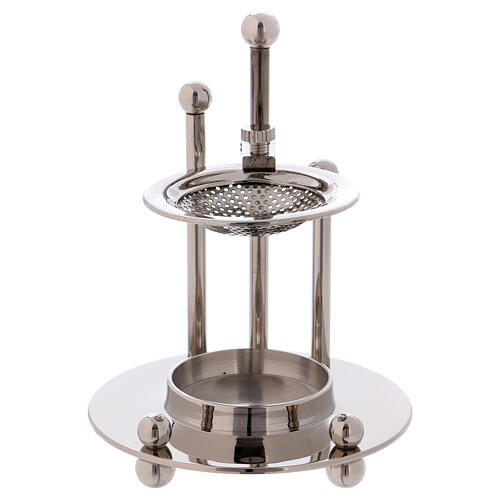 Incense burner in nickel-plated brass removable net 2