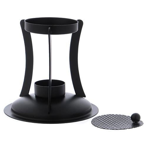 Incense burner in black brass with removable mesh 2