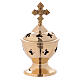 Incense burner in gold plated polish brass with crosses s1