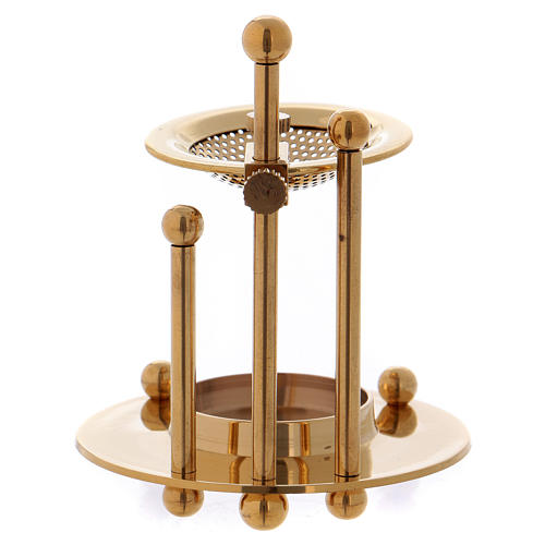 Two-level incense burner in glossy gold-plated brass 3