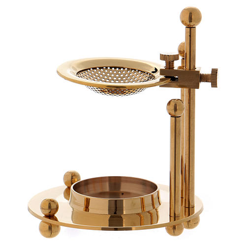 Two-level incense burner in glossy gold-plated brass 4