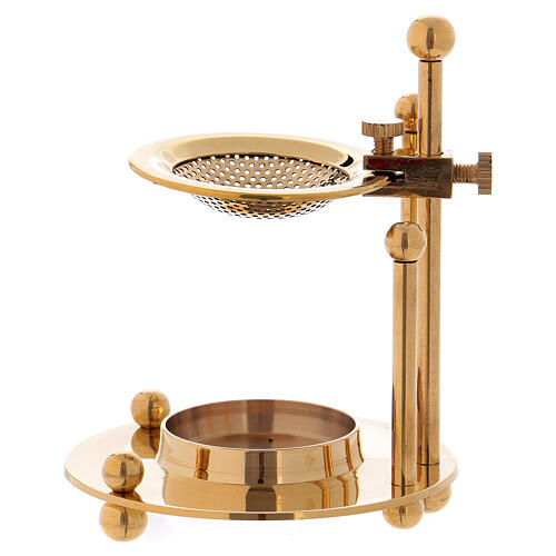 Two-level incense burner in gold plated polish brass 1