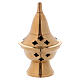 Incense burner in glossy gold-plated brass with pointy lid h. 10 cm s1