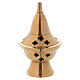 Incense burner in gold plated polish brass pointy top h 4 in s1