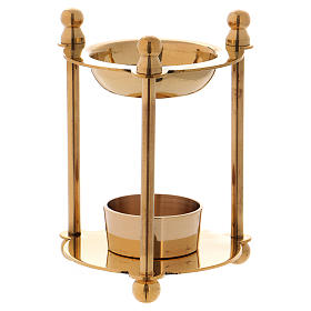 Incense burner in glossy gold-plated brass with removable mesh