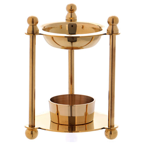 Incense burner in glossy gold-plated brass with removable mesh 1