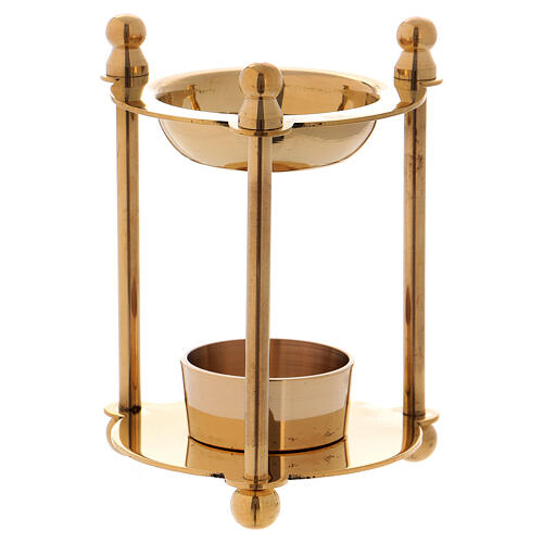Incense burner in gold plated polish brass removable net 2