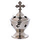Incense burner in silvered brass with crosses 14 cm s1