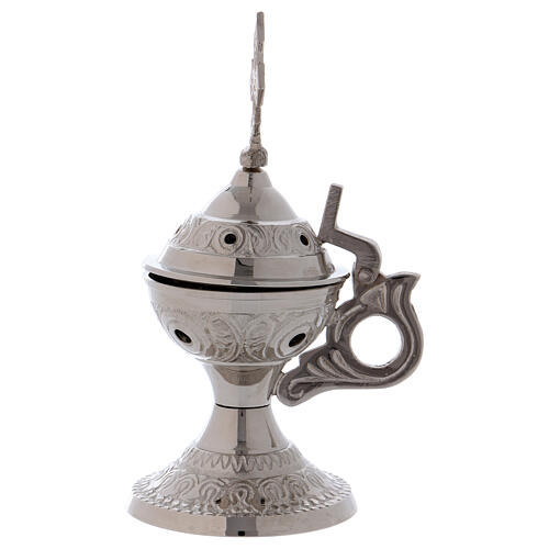 Incense burner with cross and silver brass handle 2