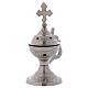 Silver-plated brass incense burner cross with handle s1