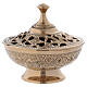 Gold plated brass incense burner decorations and floral carvings s1