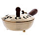 Incense burner with moons and stars in golden brass and wooden handle s2