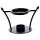 Incense burner with pointed side supports in black iron 12 cm s1