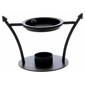 Incense burner lateral pointy stands in black iron 4 3/4 in