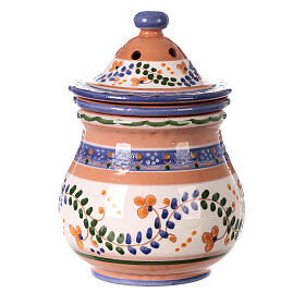 High incense burner of Deruta terracotta, country style, 15x10x10 cm