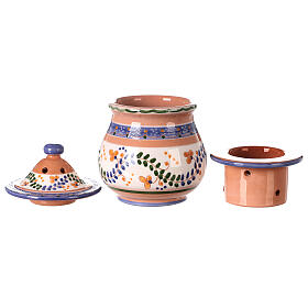 High incense burner of Deruta terracotta country style 7x4x4 in