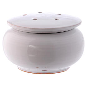 Small incense burner, white painted ceramic, Deruta, 10x10x10 cm