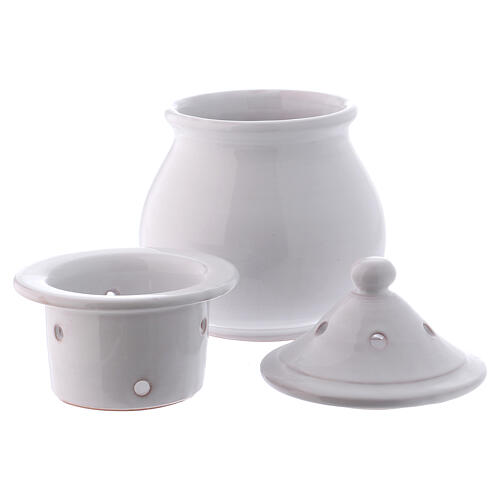 Weißer Weihrauchbrenner aus Terrakotta von Deruta 2