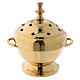 Gold plated brass incense burner cross shaped holes 4 1/4 in s1