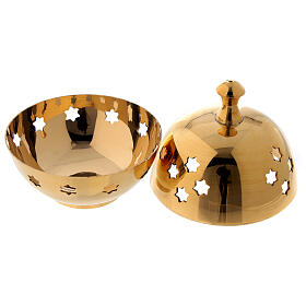 Incense burner with round cup and star shaped holes diameter 3 in