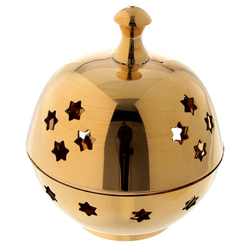 Incense burner with round cup and star shaped holes diameter 3 in 3