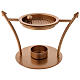 Incense burner with candle in golden brass 7 cm s1