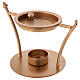 Incense burner with candle in golden brass 7 cm s3