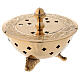 Flat incense burner in engraved gold plated brass diameter 4 in s3