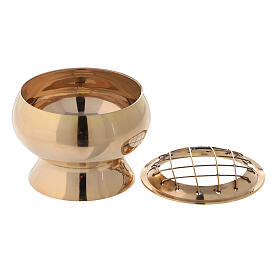 Incense burner with net in gold plated brass diameter 2 3/4 in