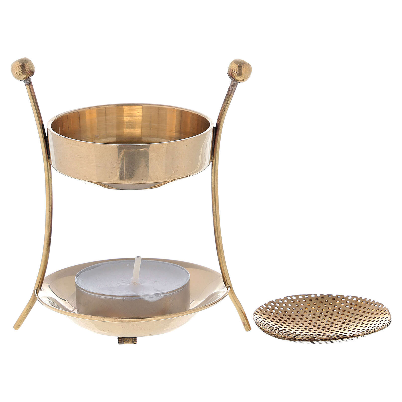 Brass incense burner with candle 3 1/2 in high online sales on