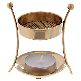 Brass incense burner with candle 3 1/2 in high