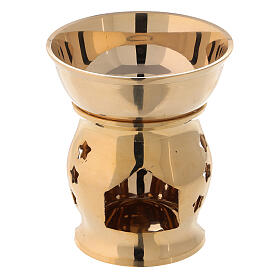 Gold plated brass incense burner stars h 4 in