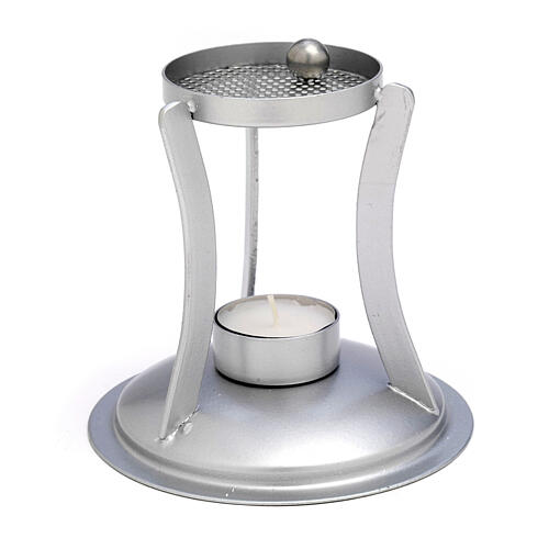 Incense burner, candle and net, silver-plated metal, h 12 cm 1
