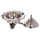Flower shaped incense burner with three feet in nickel-plated brass s2