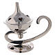 Nickel-plated brass incense burner, oil lamp style, heart-shaped holes, h 11 cm s1